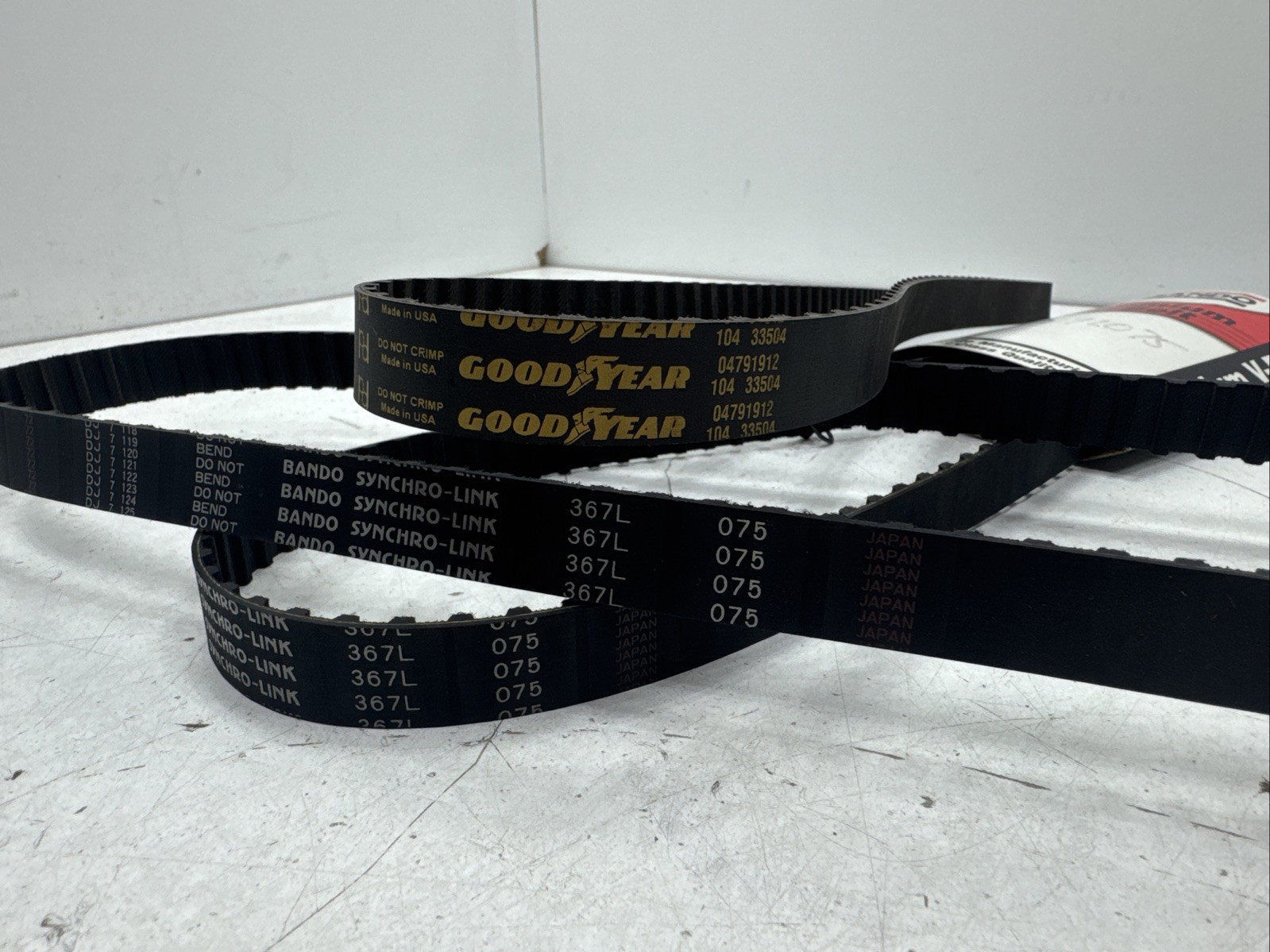 (Qty.3) Bando Synchro-Link , Goodyear , 367L , 367L-075 , 367L075 , Timing Belts