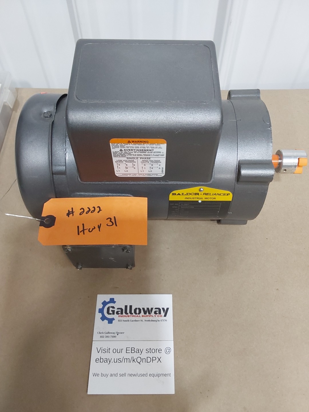 BALDOR RELIANCE .75HP 1PH 115/230V 1725RPM MOTOR VL3507