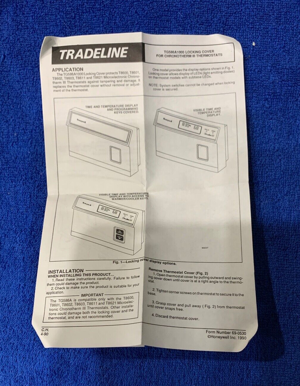 New Honeywell TG586A1000 LOCKING COVER for T8600 01, 02, 03, T8611 & T8621