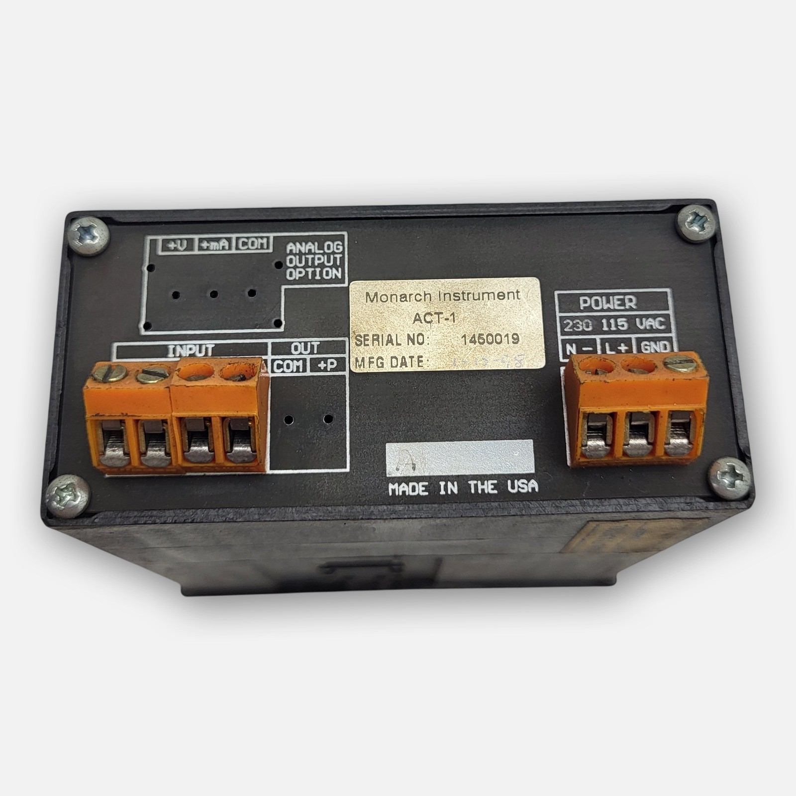 MONARCH RPM ACT-1 DIGITAL PANEL MOUNT TACHOMETER 115V *READ*