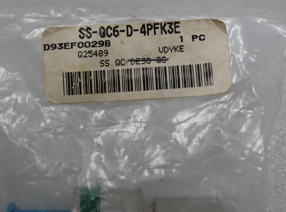 Brand New GENUINE Swagelok SS-QC6-D-4PFK3E QUICK CONNECT STEM VALVE SSQC6D4PF