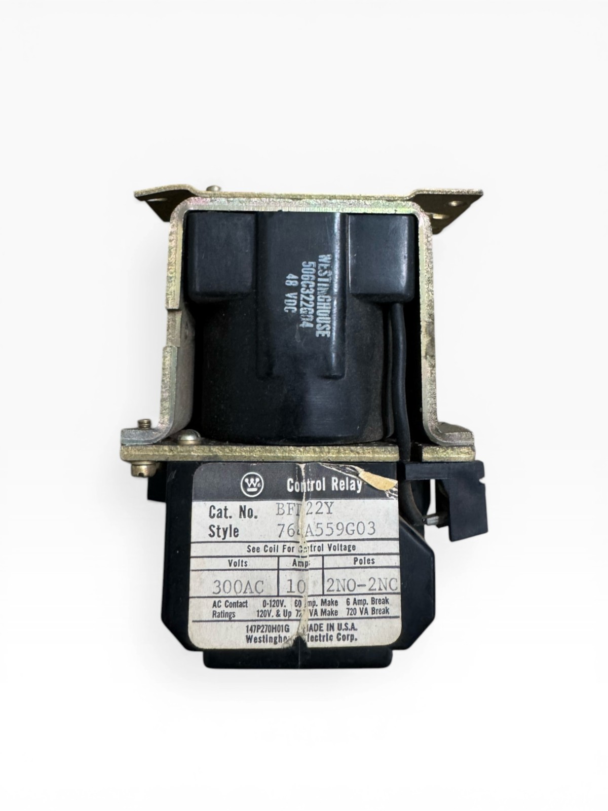 Westinghouse BFD22Y | Type BFD Relay | 250VDC | 2-NO / 2-NC | 4-Pole Industrial
