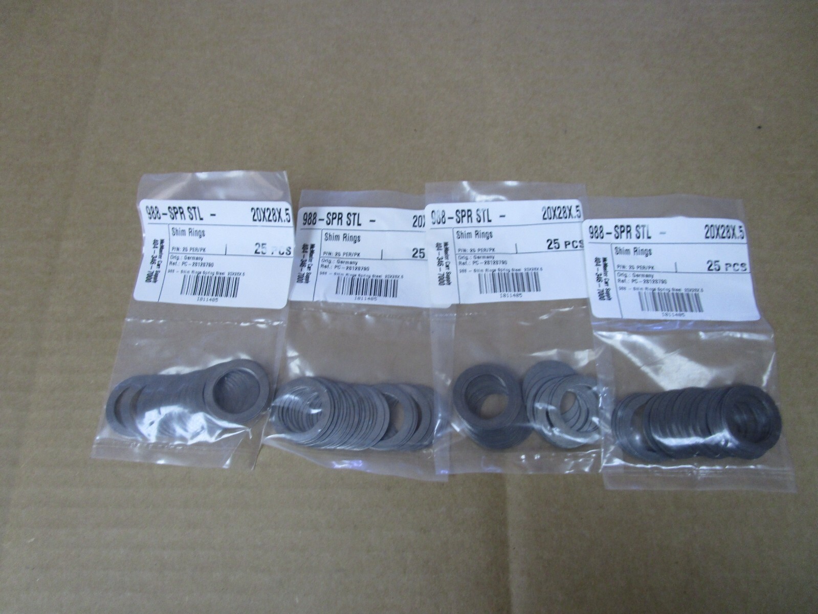 NEW LOT OF 100 McMASTER CARR SHIM RINGS 988-SPR STL-20X28X.5