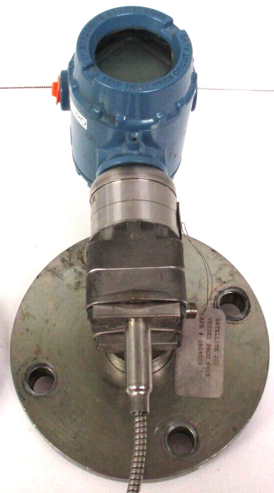 ROSEMOUNT TRANSMITTER, (2) 3″ 150 FLANGES, 3051SAL1CD2AA1A30BEDFF71CA, USED