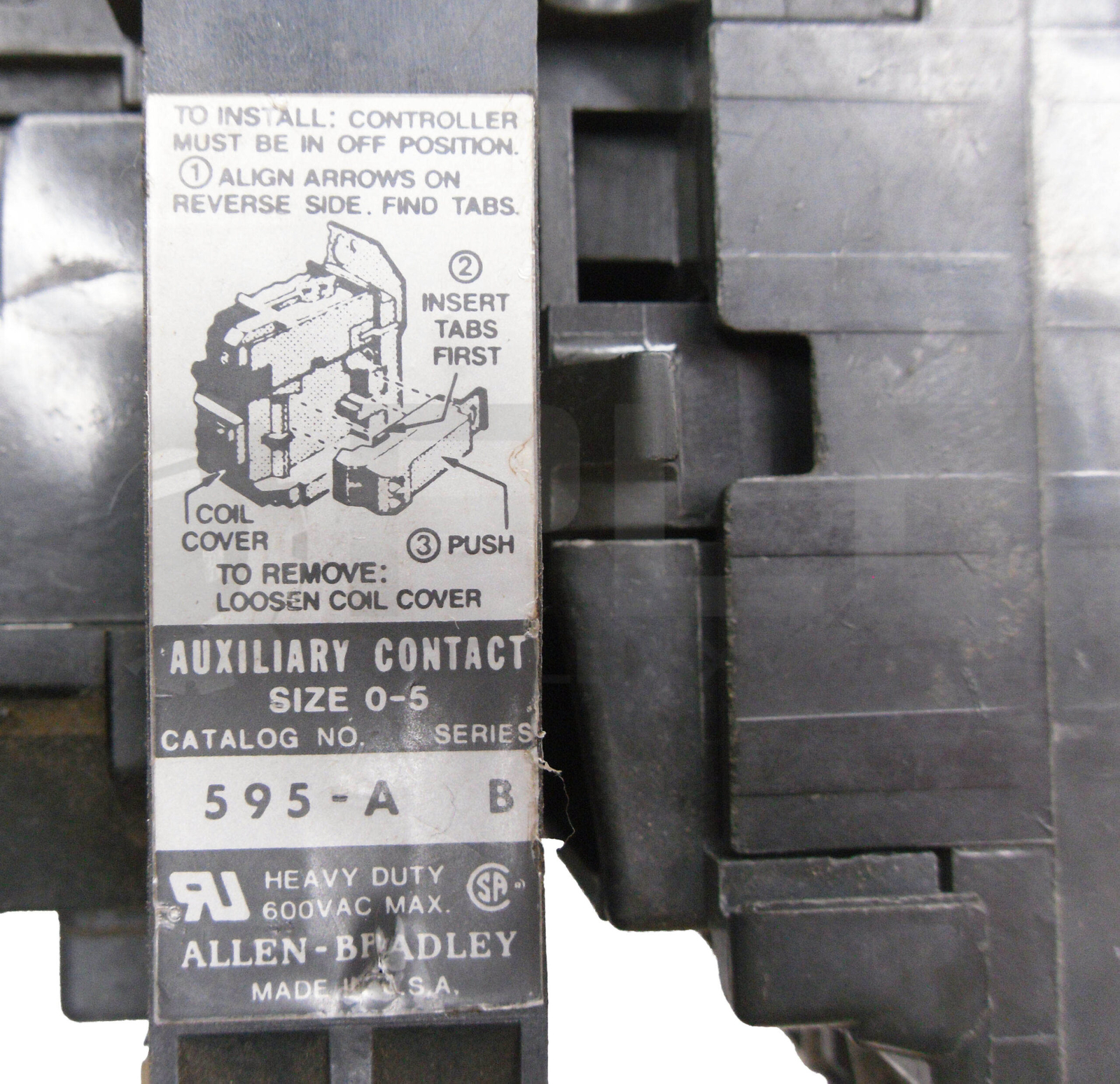 ALLEN BRADLEY 509-AOD /B CONTACTOR W/ CB236 W/ 595-A /B AUXILIARY W/ 595-A /C