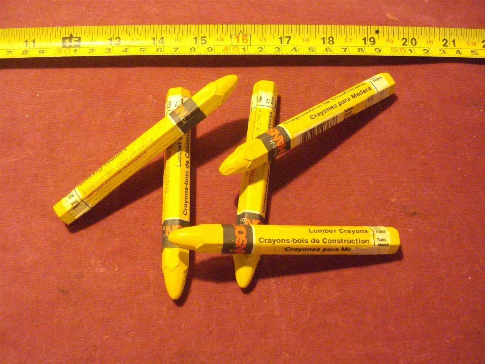 (0648.) Lumber Crayons – Lot of 5 sticks – Yellow