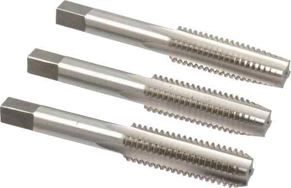 3 Piece High Speed Steel Tap Set: 1/2-13 UNC, 4 Flute, 3-3/8″ OAL, Right Hand