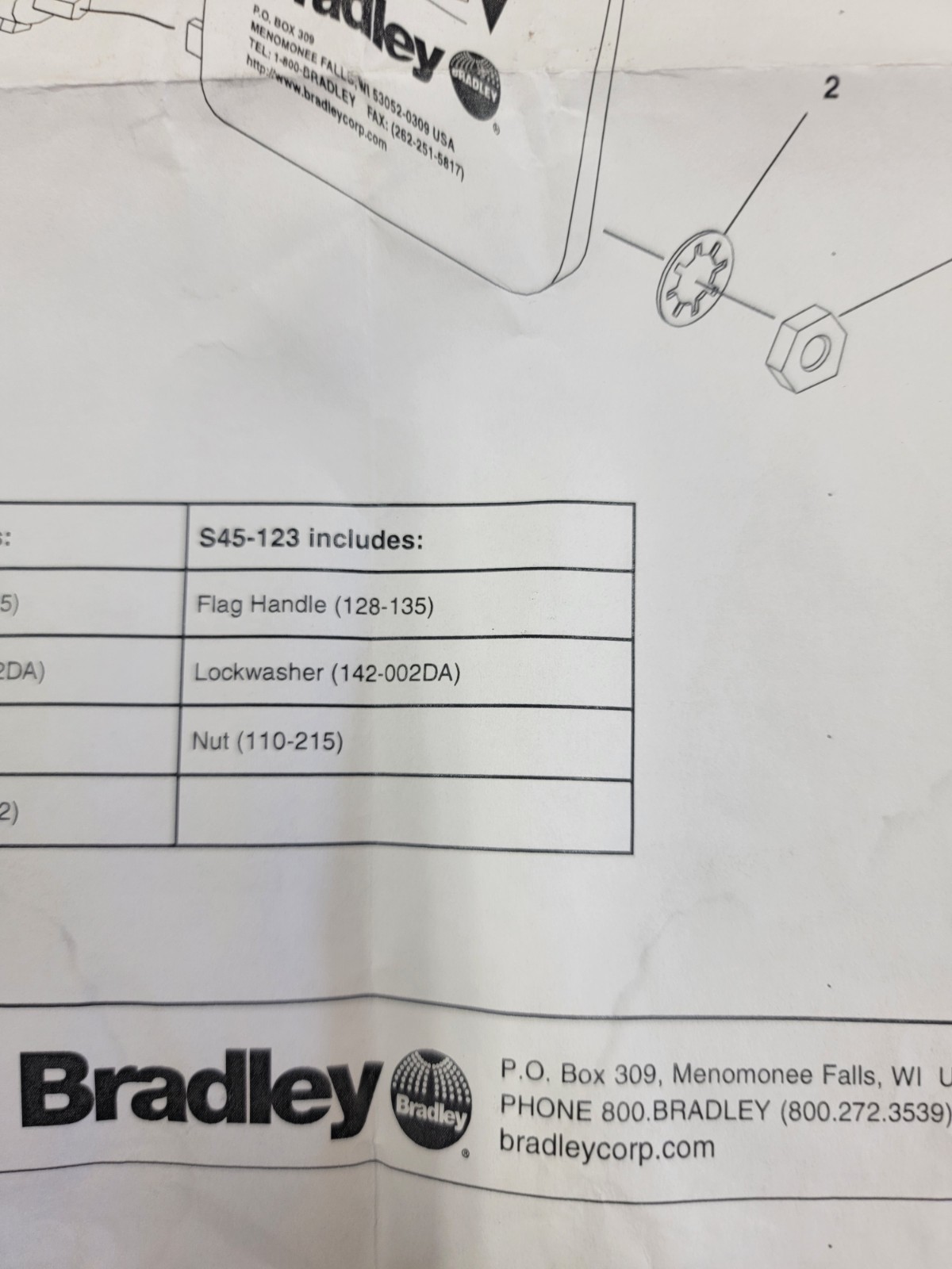 Bradley S45-123 Steel Eyewash Handle Prepack.
