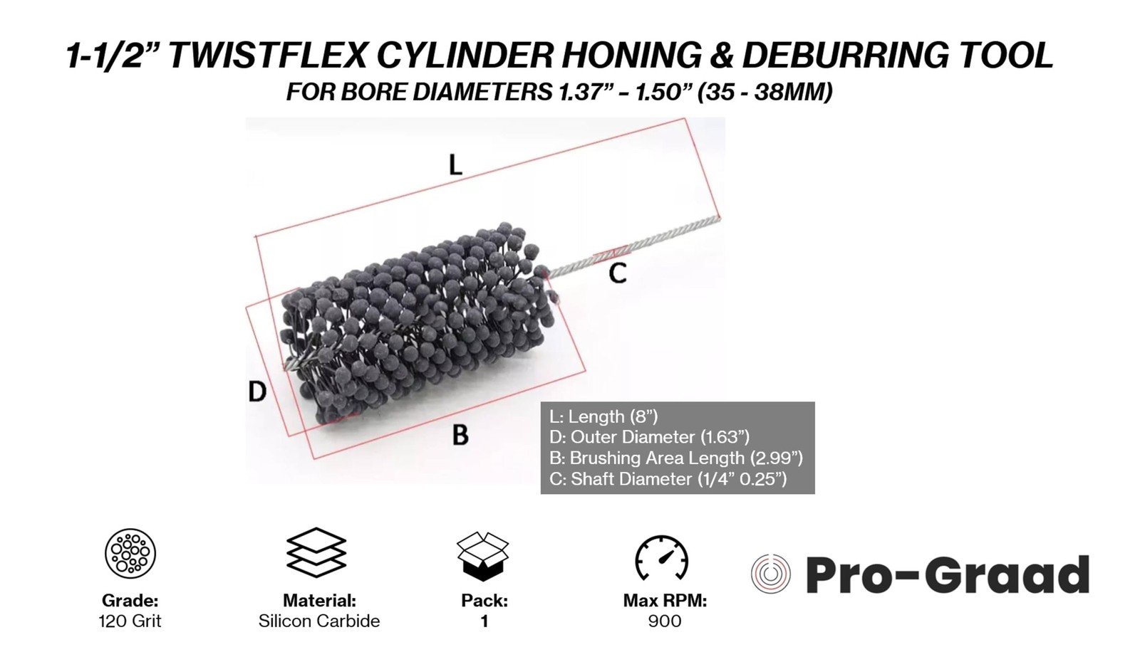 Pro-Graad TwistFlex Cylinder Hone | Flexible Cylinder Honing & Deburring Tool…