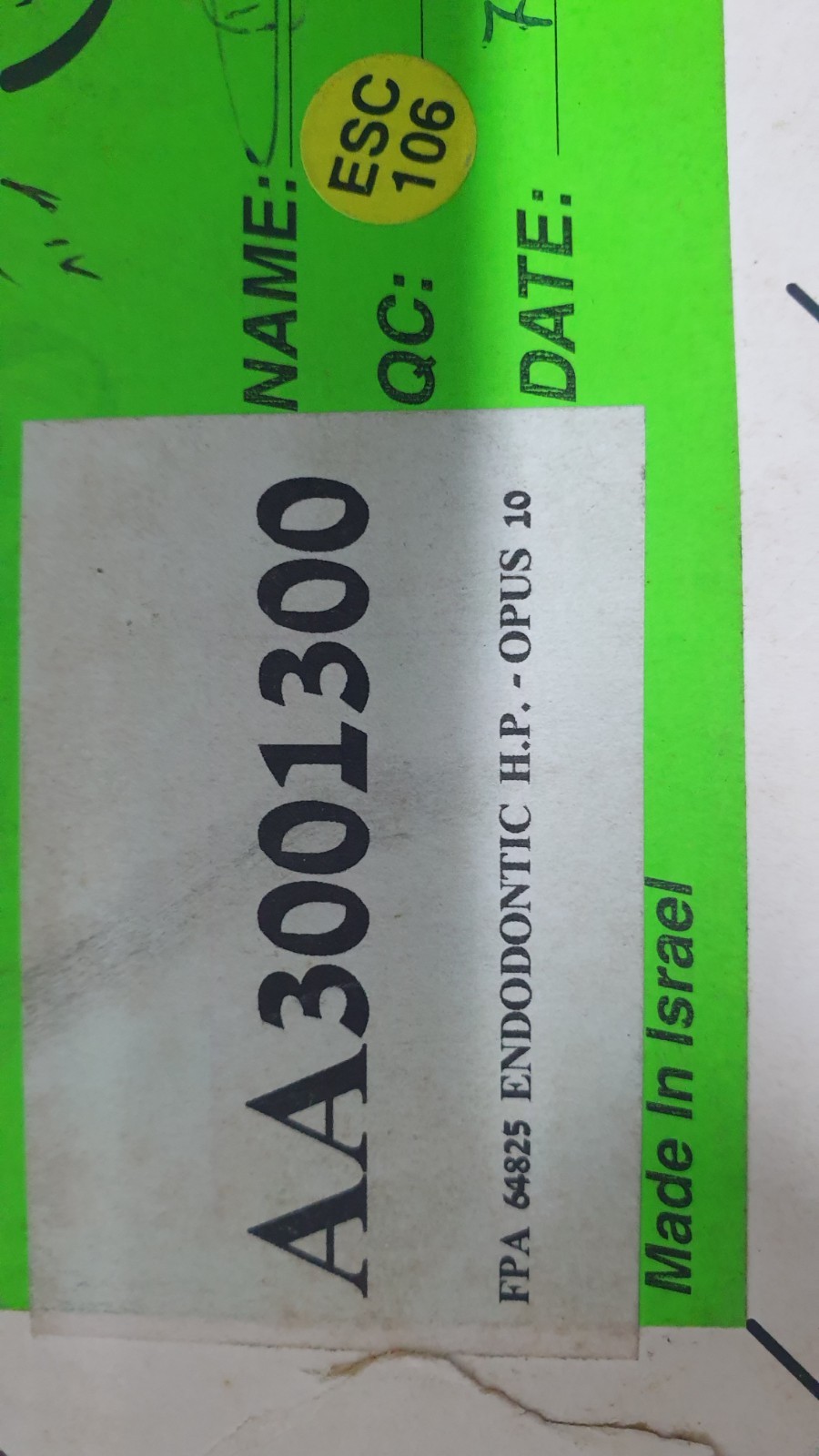 OPUSDENT ESC Sharplan Endodontic Handpiece, Model 64825, P/N AA3001300 – NEW