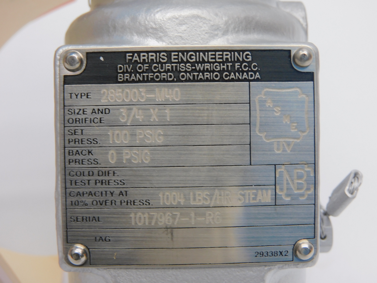 FARRIS 285003-M40 3/4X1″ 100PSI NSNP
