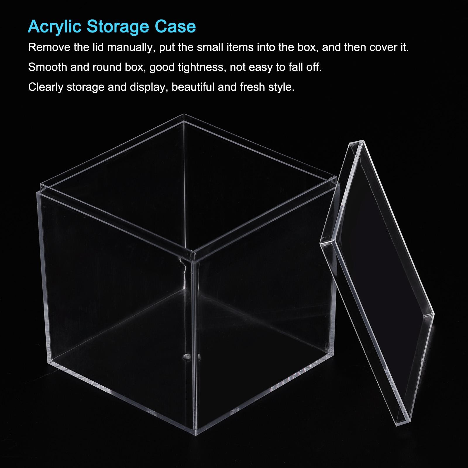 Clear Acrylic Plastic Storage Box Square Case with Lid, 6.1×6.1×6.1cm, Pack of 4