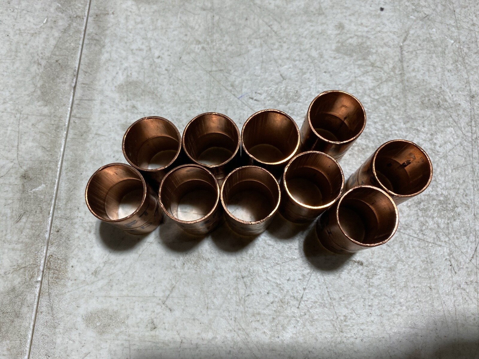 Lot of 10 Copper Couplings With Stop 7/8″ Diameter x 1-1/2″ Long ,unused
