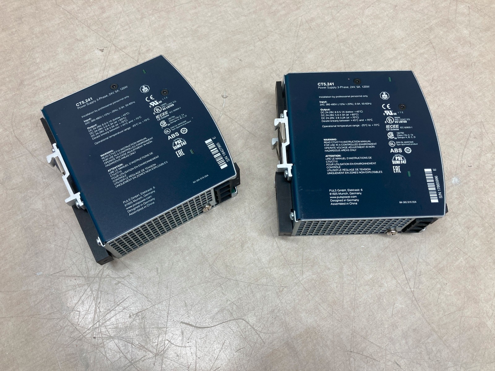 Lot of 2 PULS Dimension CT5 Power Supply CT5.241 3Phase 24V 5A 120W