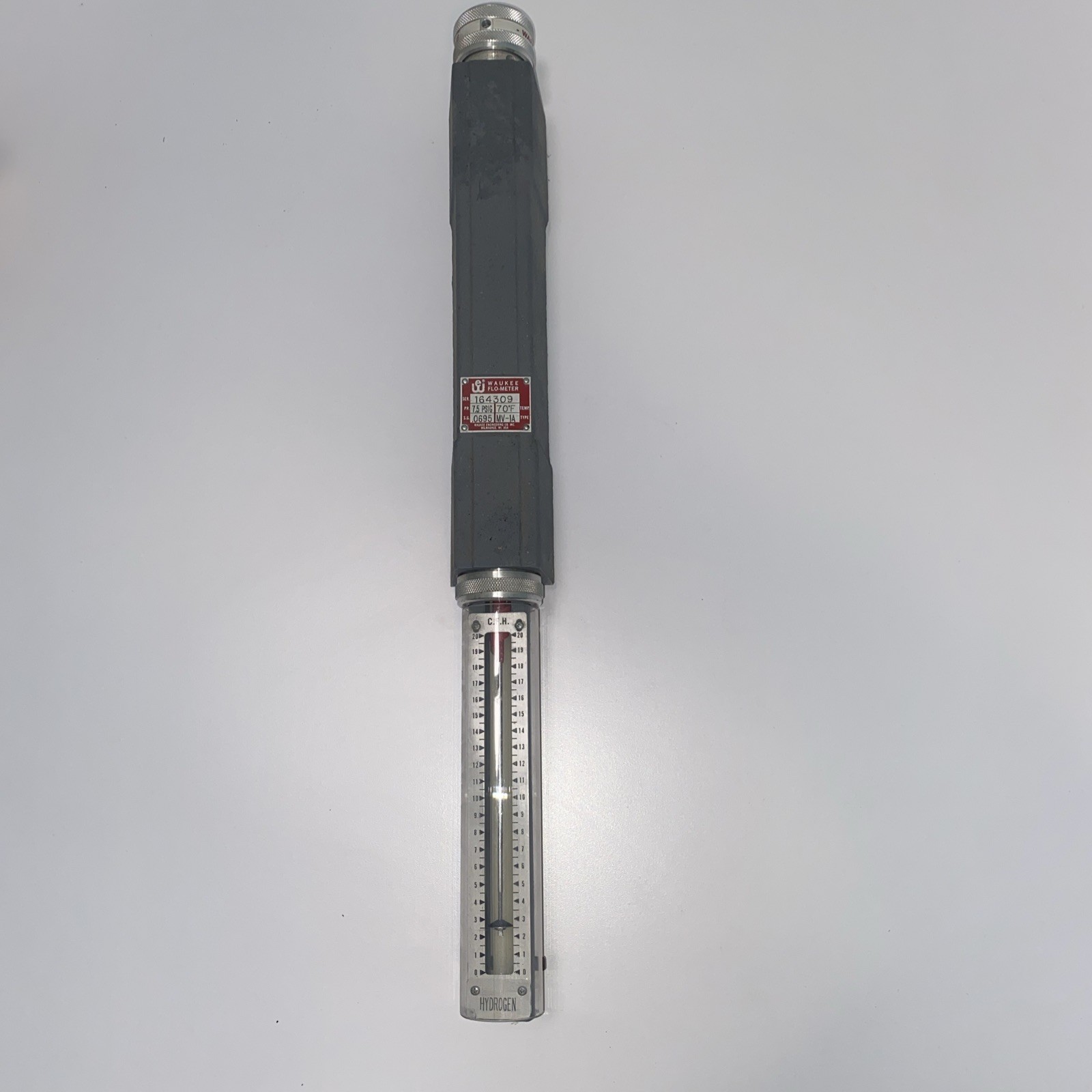 Waukee MV-1A Flo-Meter Gas Flow Meter 70°F SG 0.0695 PR. 7.5 PSIG Be 3/4″ NPT