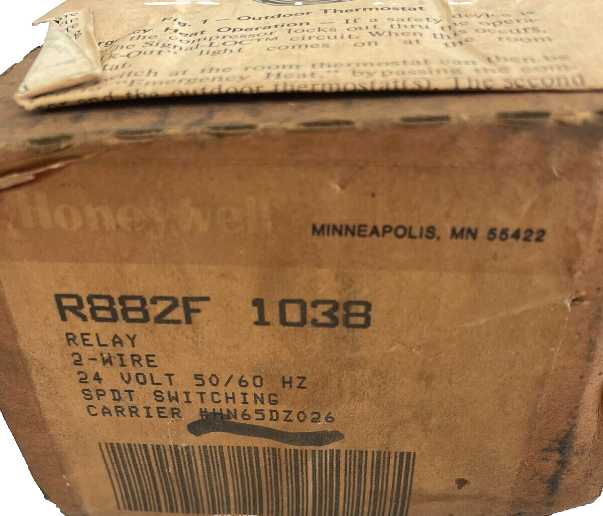 NEW HONEYWELL R882F1038 RELAY 2 WIRE 24VOLT 50/60HZ
