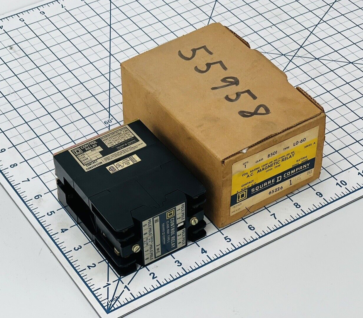 Square D 8501 Type LO-60 A.C Magnetic Relay Open Type 120-60/110-50 *WARRANTY*
