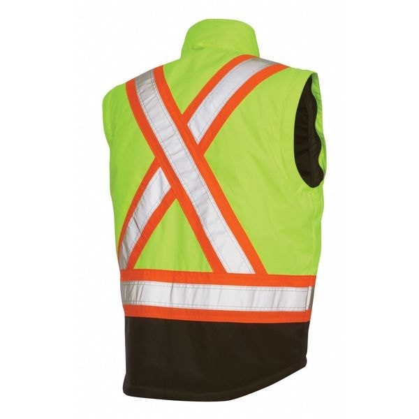 Tough Duck S42621 Men’s Hi-Vis 5-In-1 Safety Jacket, 300D Poly Oxford With Pu