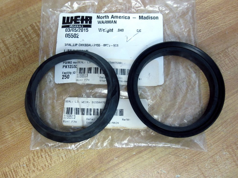 Weir Minerals 9155-0075-981 Chekseal Lip Seal 91550075981 (Pack of 2)