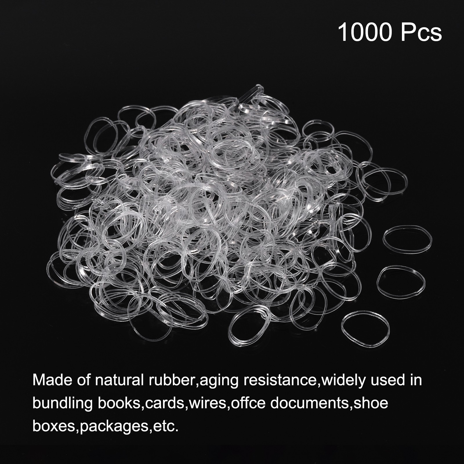 1000Pcs Rubber Band Stretchable Elastic Band Clear 13mm x 1mm Hair Rubber Bands