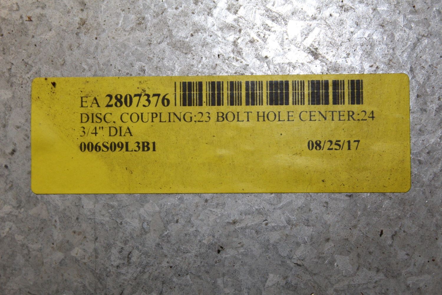 COUPLING DISC, BOLT HOLES CENTERED: 23″, OD: 24.75″ FROM WESTROCK MILL