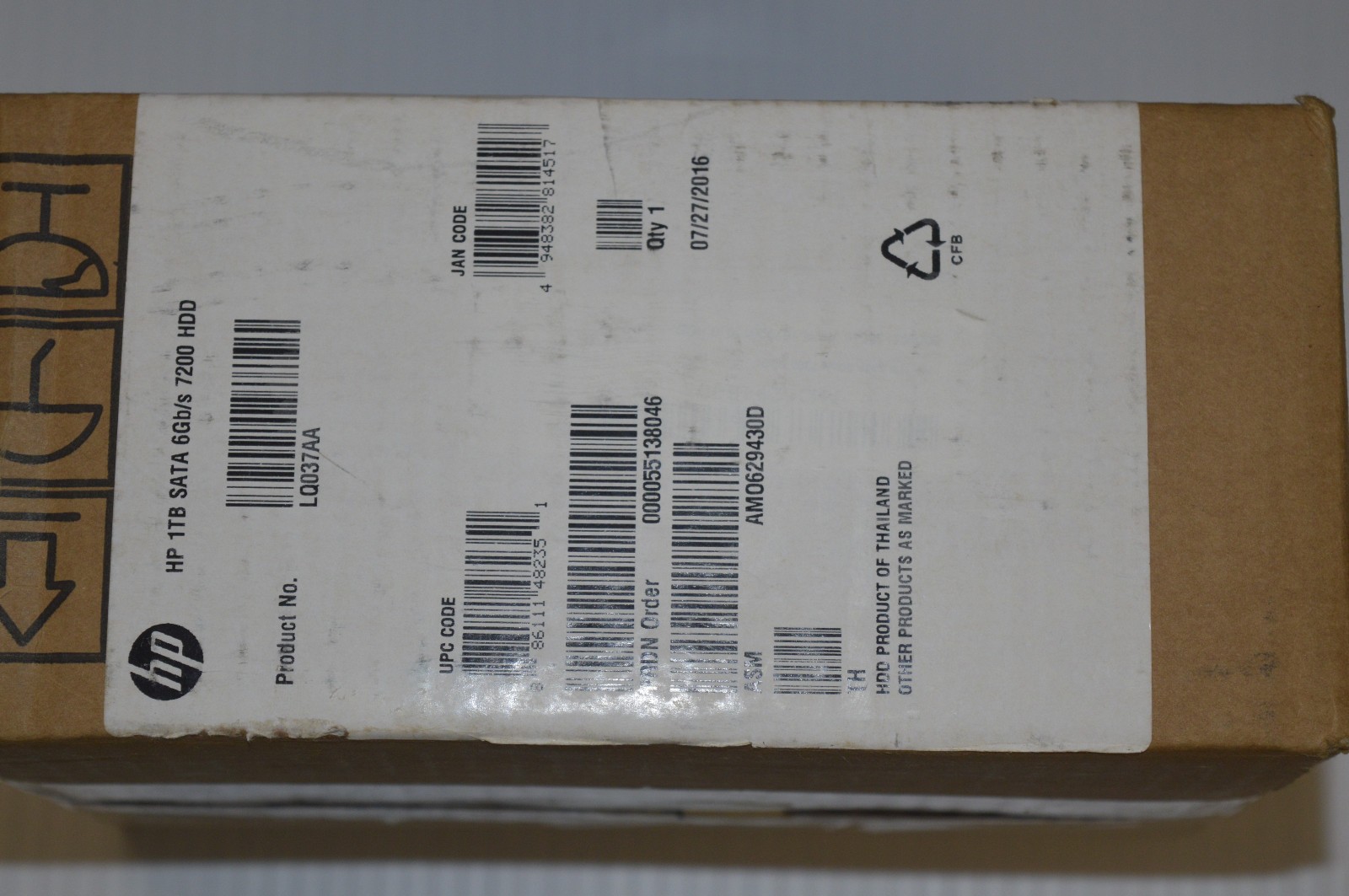 (NEW IN BOX) Hewlett Packard LQ037AA 1TB SATA 6Gb/s 7200 Hard Drive