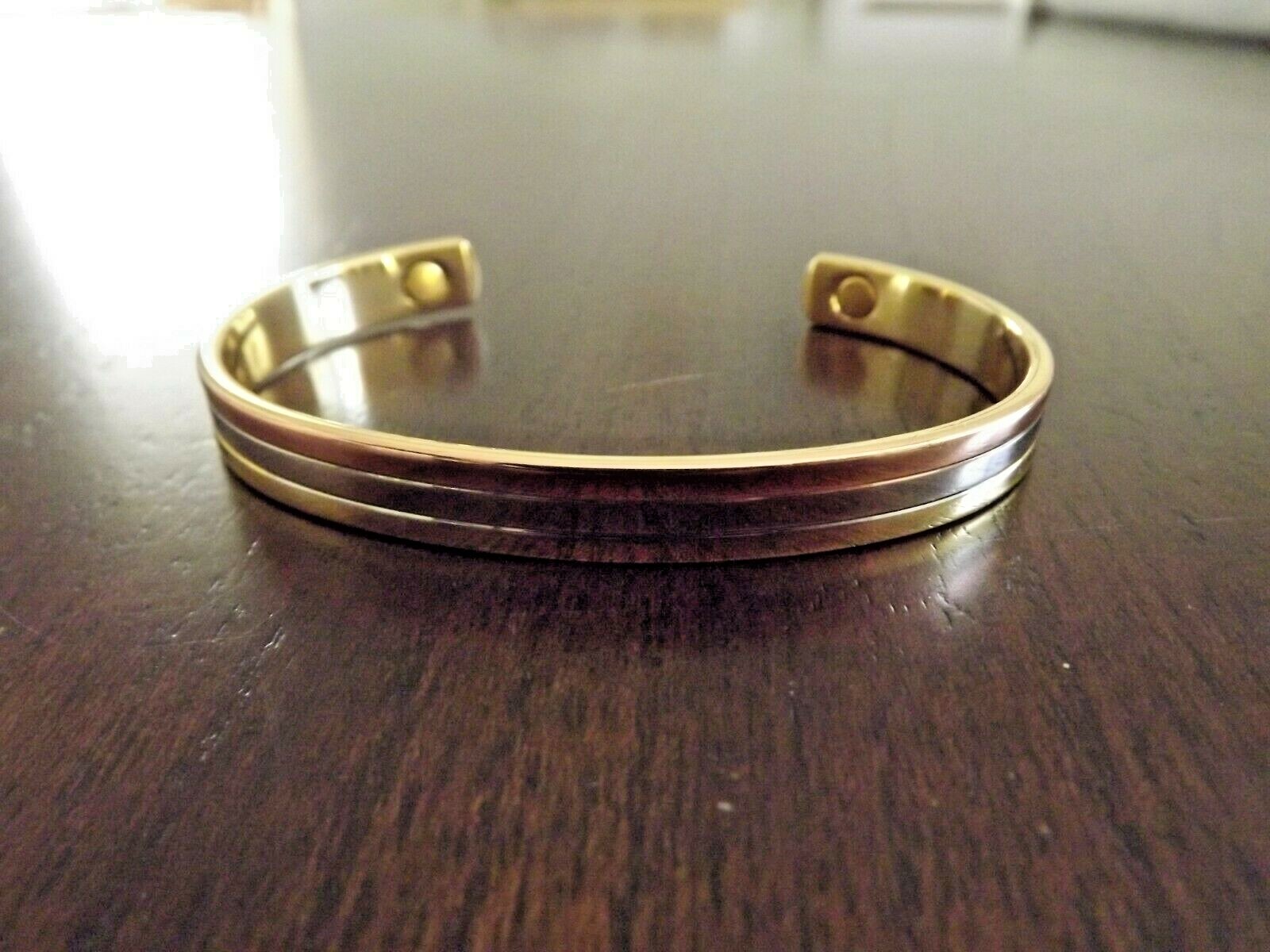 Pure Copper Magnetic Bracelet Arthritis Energy Adjustable Cuff Tri Tone