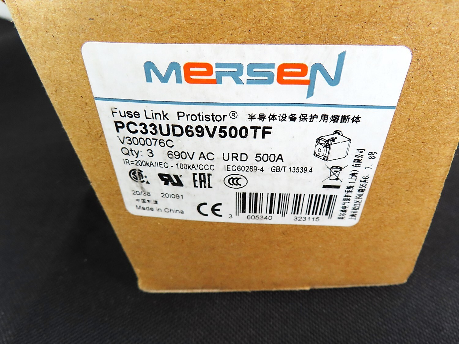 Mersen PC33UD69V500TF V300076C Ferraz Shawmut 500A Protistor Fuse-Links NEW