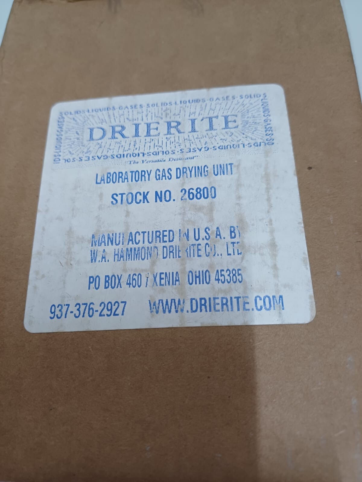 W.A Hammond Drierite Laboratory Gas Drying Unit, stock# 26800