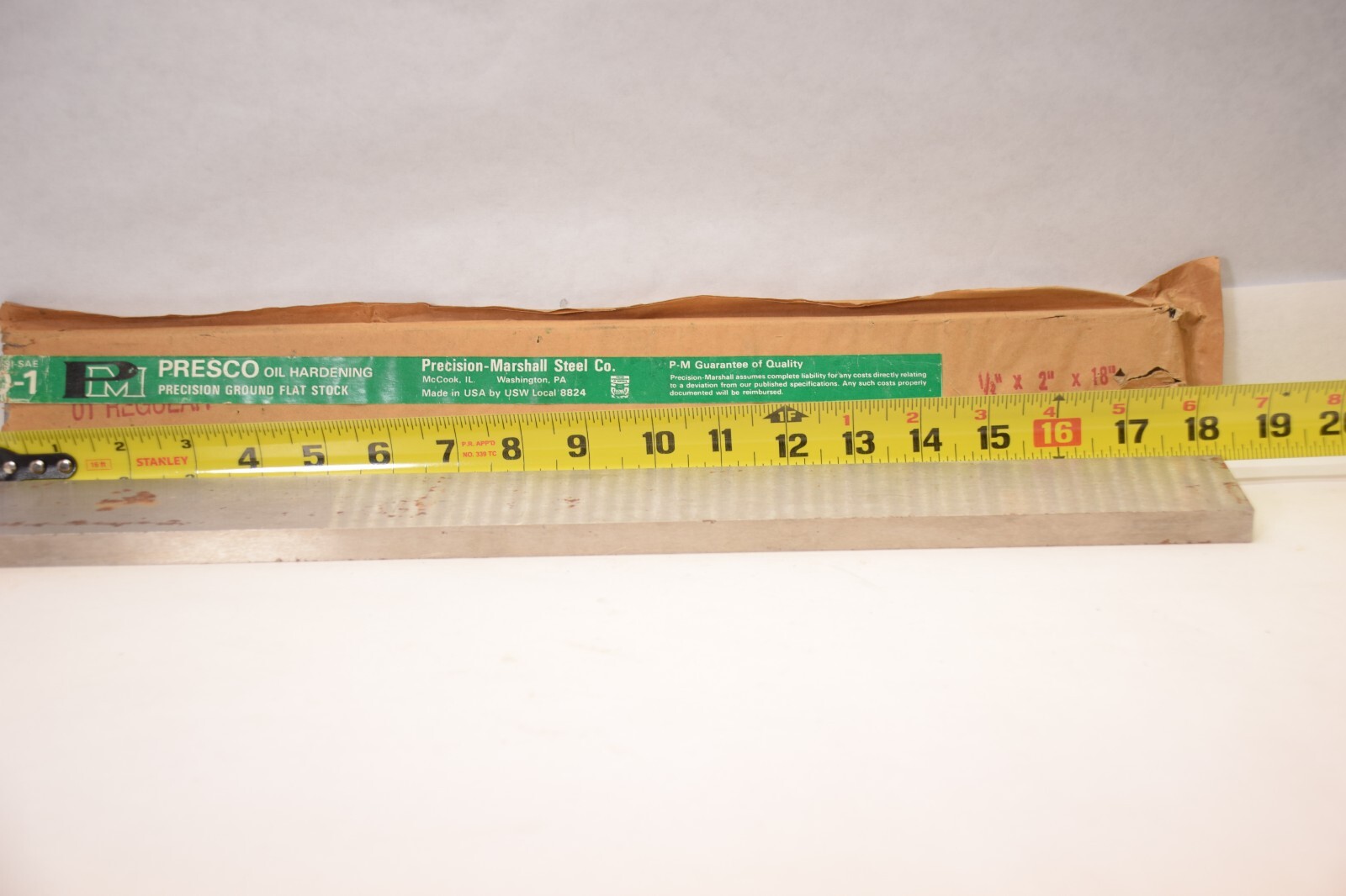 PRESCO 1/2″ x 2″ x 18″ Oil Hardening Steel Precision Ground Solid Bar Flat Stock