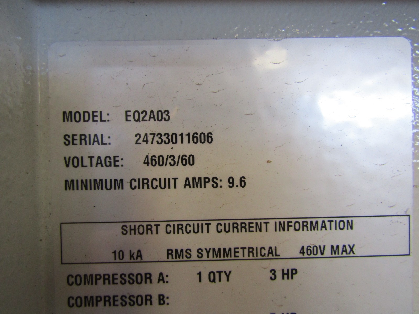 For Parts IMS Hydra EQ2A03 3 Ton Air Cooled Portable Water Chiller 460V 7.2-GPM