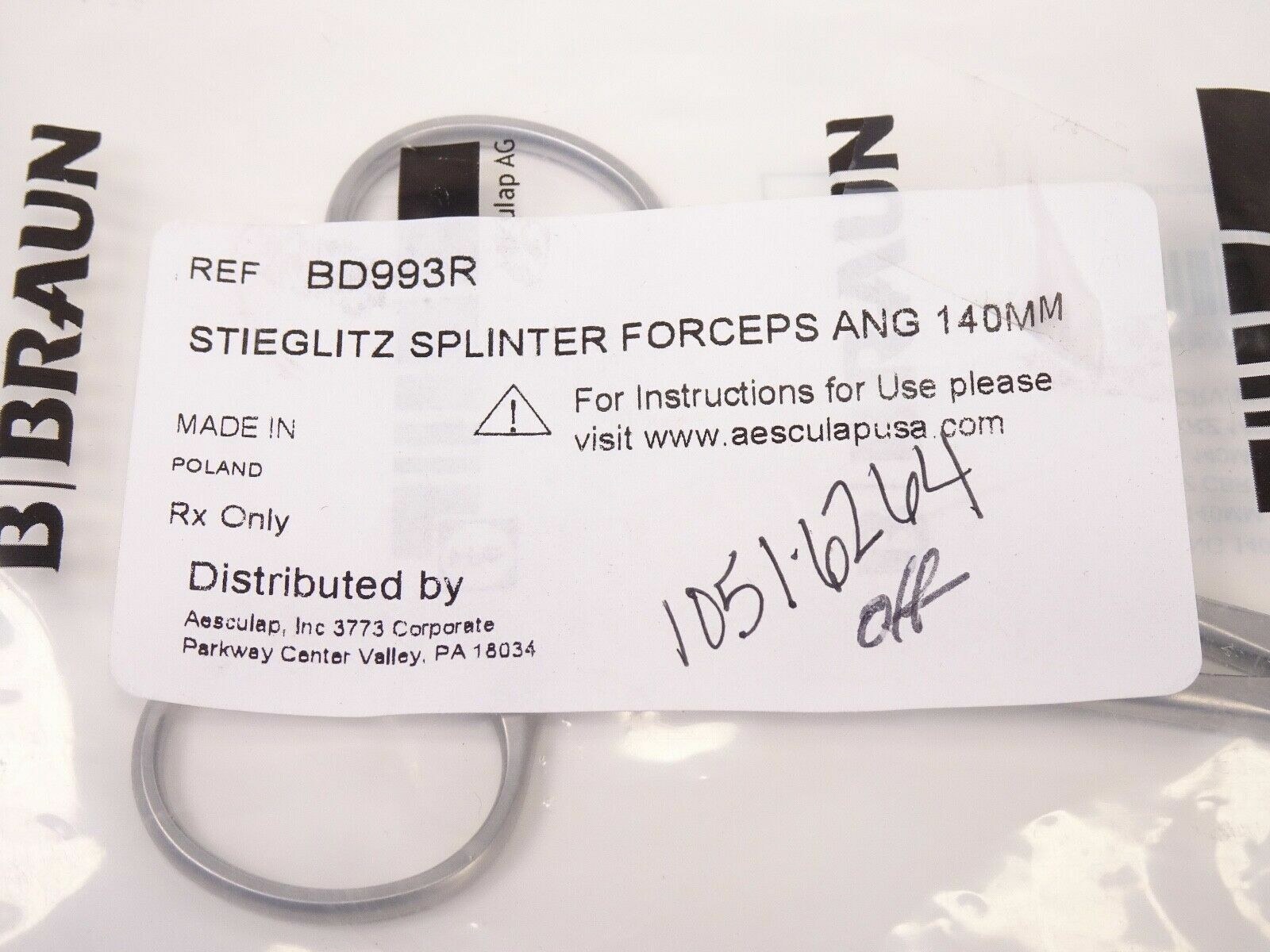 Aesculap BD993R Stieglitz Splinter Forceps Ang 140MM