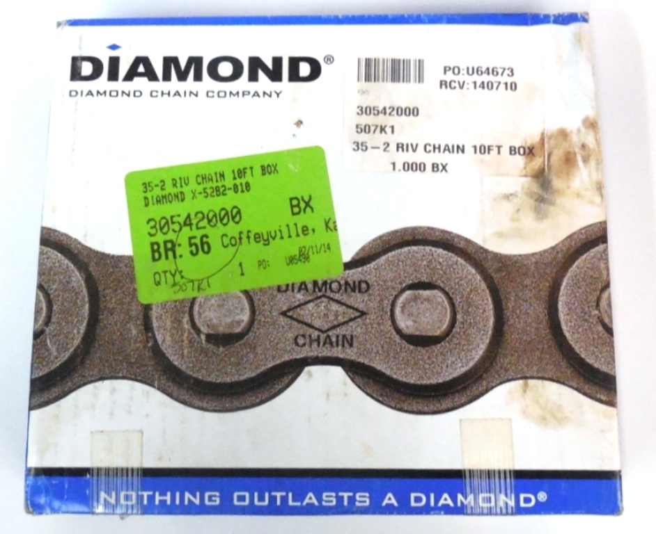 DIAMOND CHAIN CO. 35-2 RIV CHAIN 10 FT BOX, X-5282-010