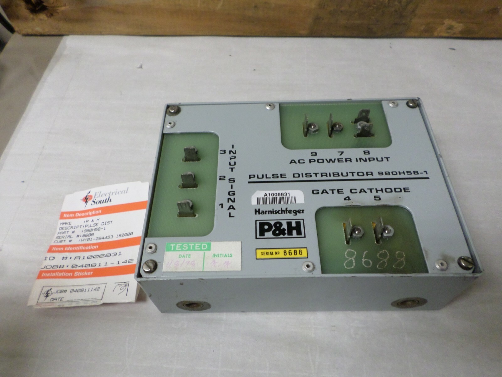 Harnischfeger P&H Pulse Distributor 980H58-1 SN 8688