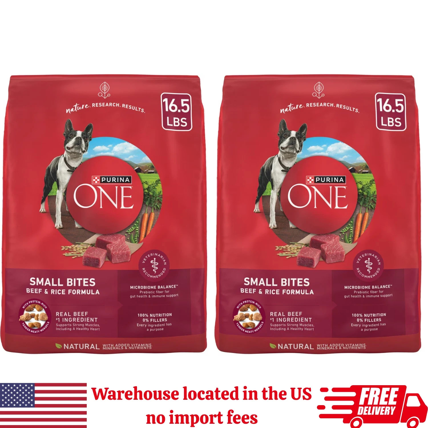 Purina ONE Small Bites Beef and Rice Formula Small High Protein Dry Dog, 2 PACK
