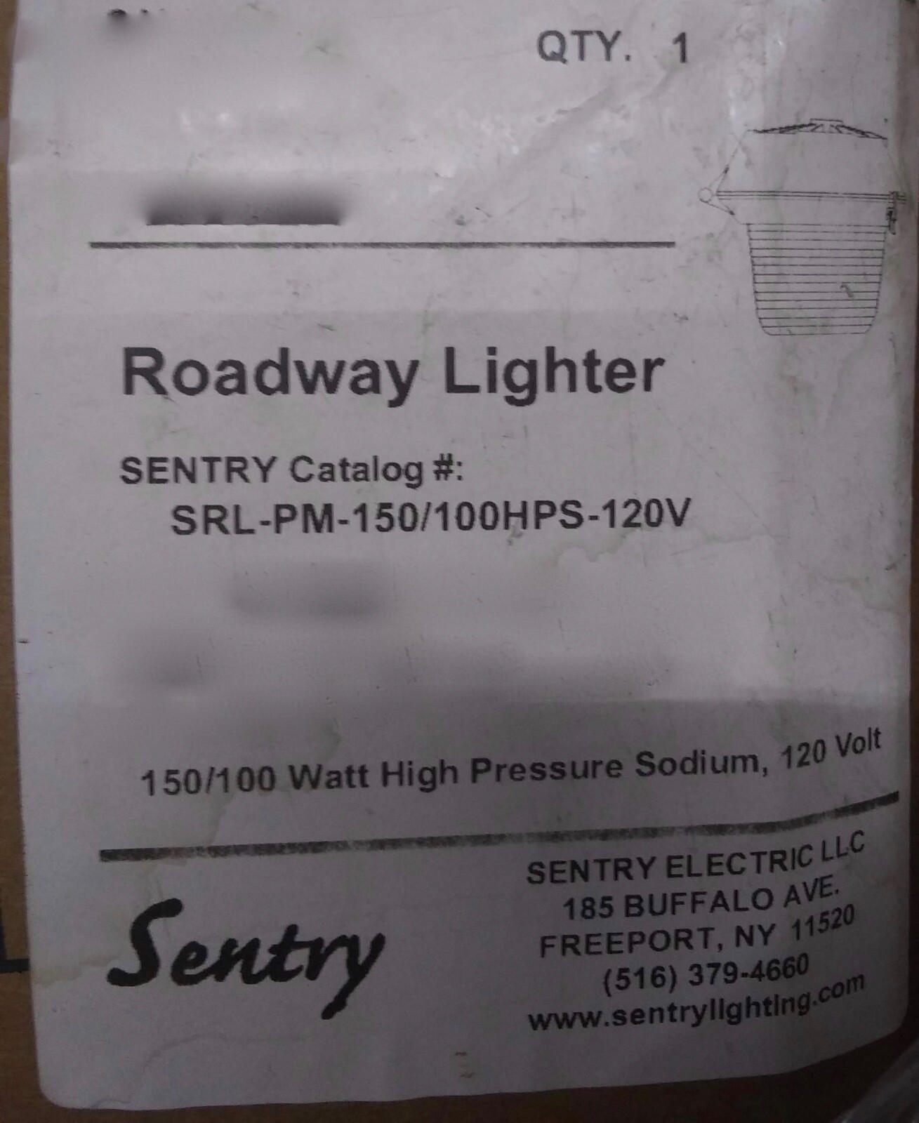150W Garage or Arena HPS Sodium Streetlight 120V New Sentry Made in 🇺🇸
