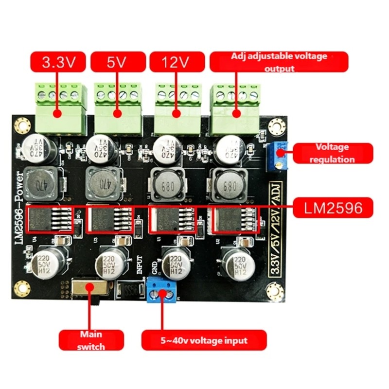 LM2596 Switching Power Supply 3.3V/5V/12V/ADJ Adjustable Voltages Power Module