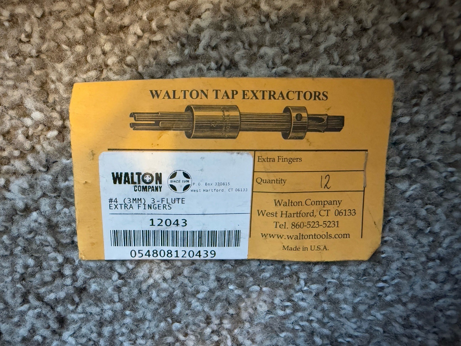 Walton Tap Extractors 12043 #4 3MM 3-Flute Extra Fingers, 12 Pack NEW