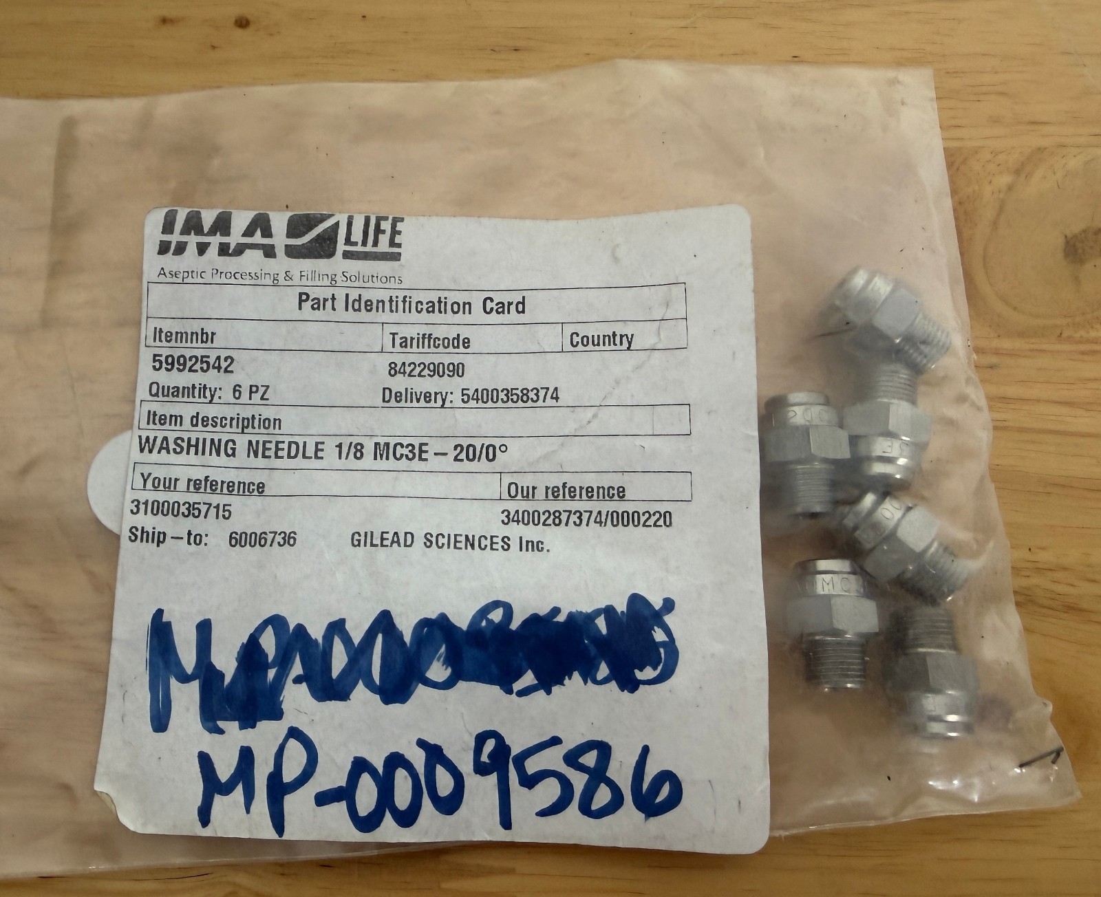 Washing Needle 1/8 MC3E – 20/0° | Part No. 5992542 | Lot of 6