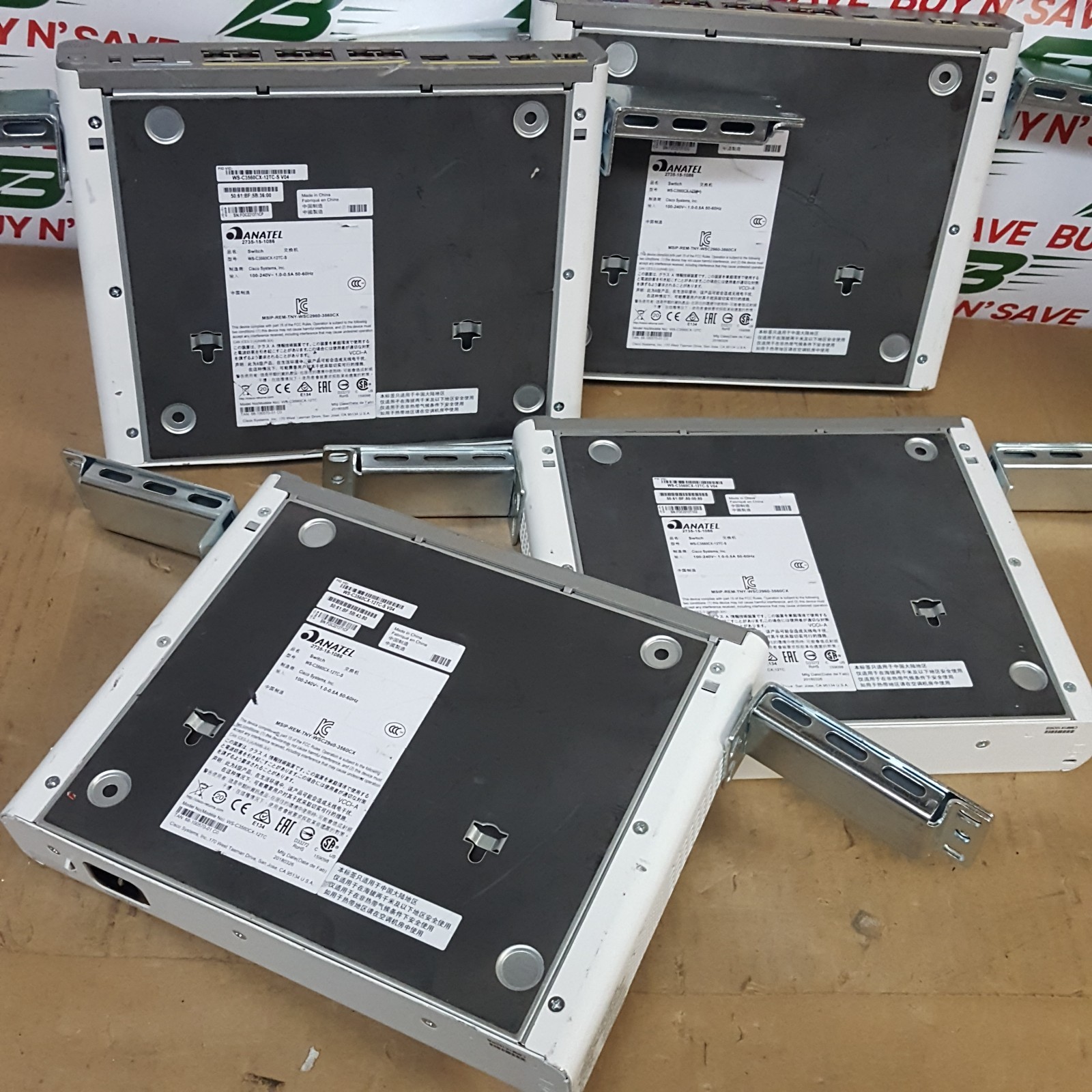 Lot of 4- Cisco Catalyst WS-C3560CX-12TC-S V04 (No Power Crds) Powers On – USED