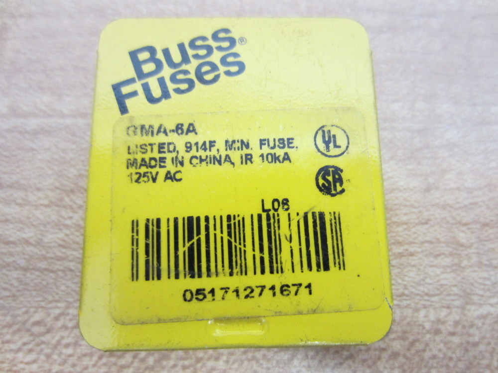 Buss GMA-6A Bussmann Fuse Cross Ref 6F106 Fine Wire Element (Pack of 10)
