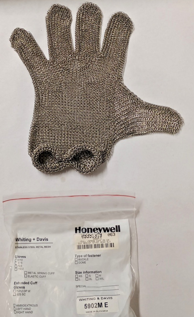 Whiting+Davis #5902 M S.S. Metal Mesh Cut Resistant W/Elastic Cuff