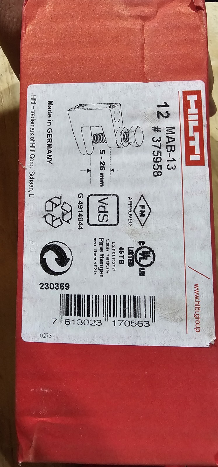 NEW Hilti MAB-13 375958 Base Clamp Lot of 12