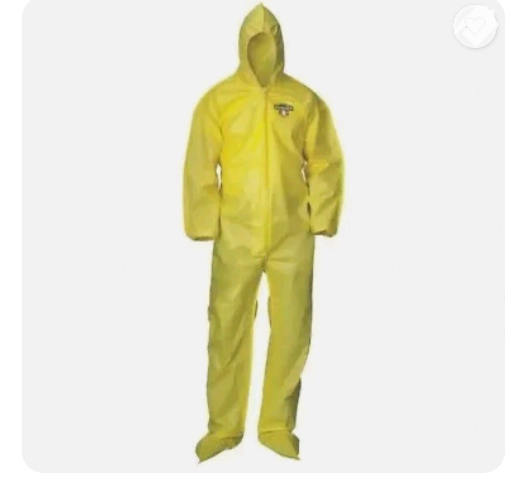 Condor Yellow Hooded Boot Coveralls Elastic Cuff Chem Suit 3XL 30LV37 25 Count