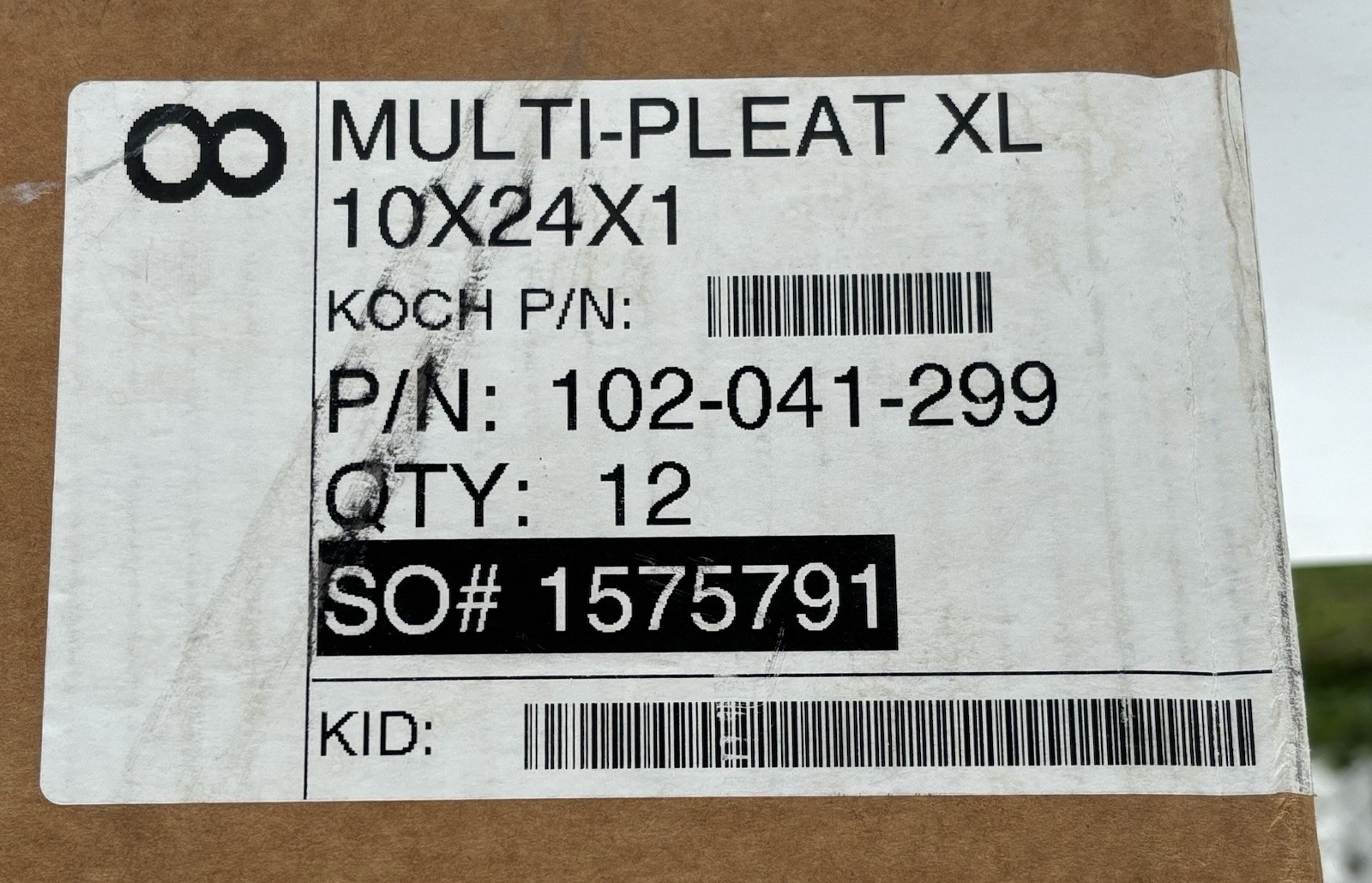 Koch 10x24x1 Multi-Pleat XL8 Air Filters 102-041-299 Case of 12 – NEW OPEN BOX!