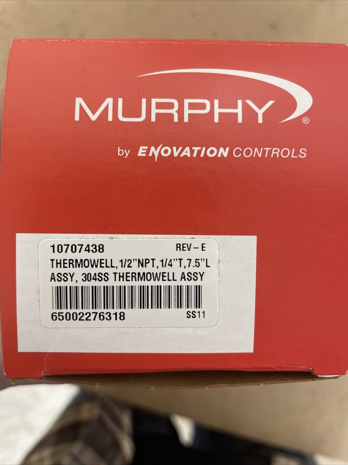 Thermowell, 1/2” NPT, 1/4” T, 7.5” L, Assy, 304SS Thermowell Assy