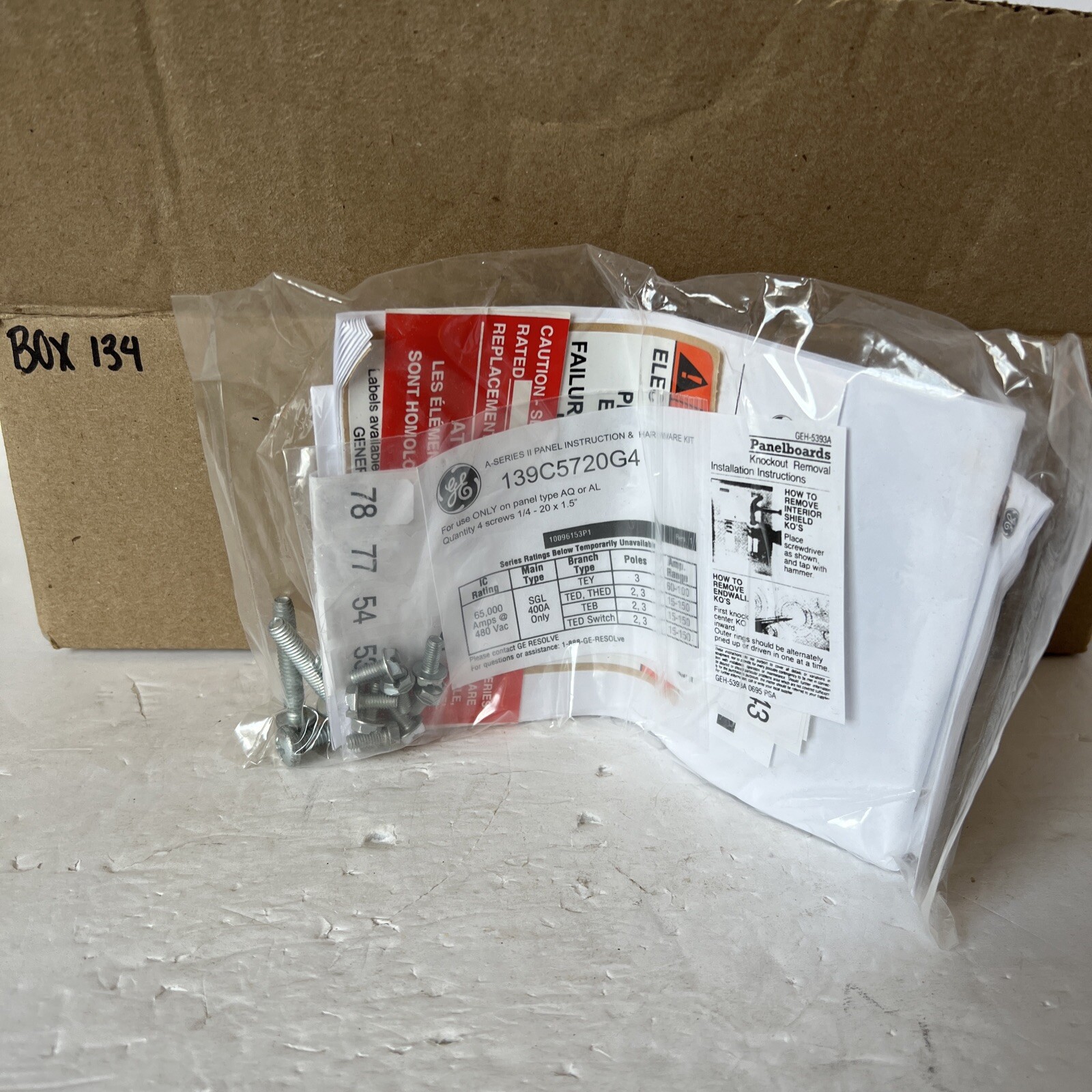 GE 139C5720G4 A-Series II Panel Instruction & Hardware Kit