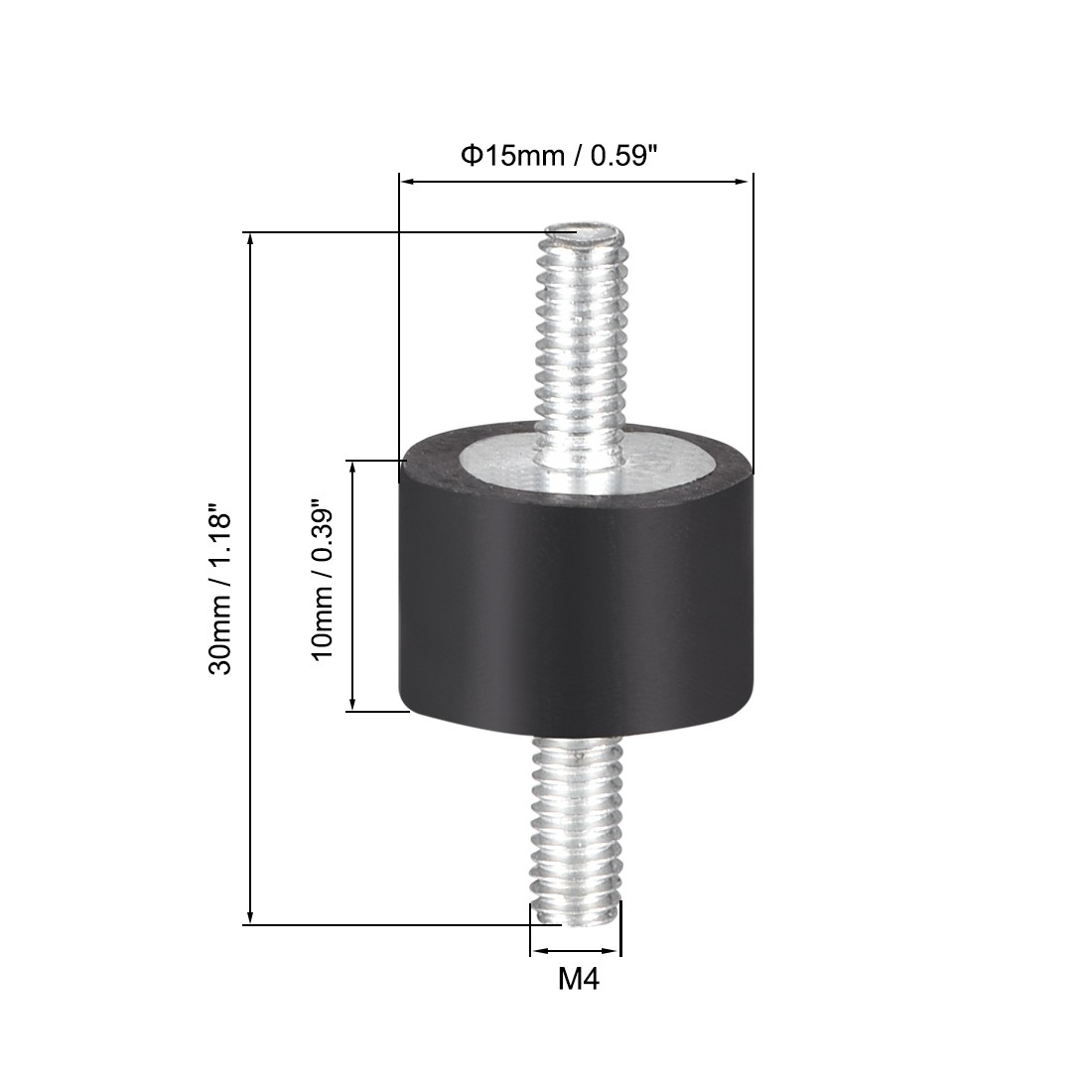 8Pcs D15xH10 Rubber Vibration Isolator Mounts for AC Shock Absorber M4x10mm Stud