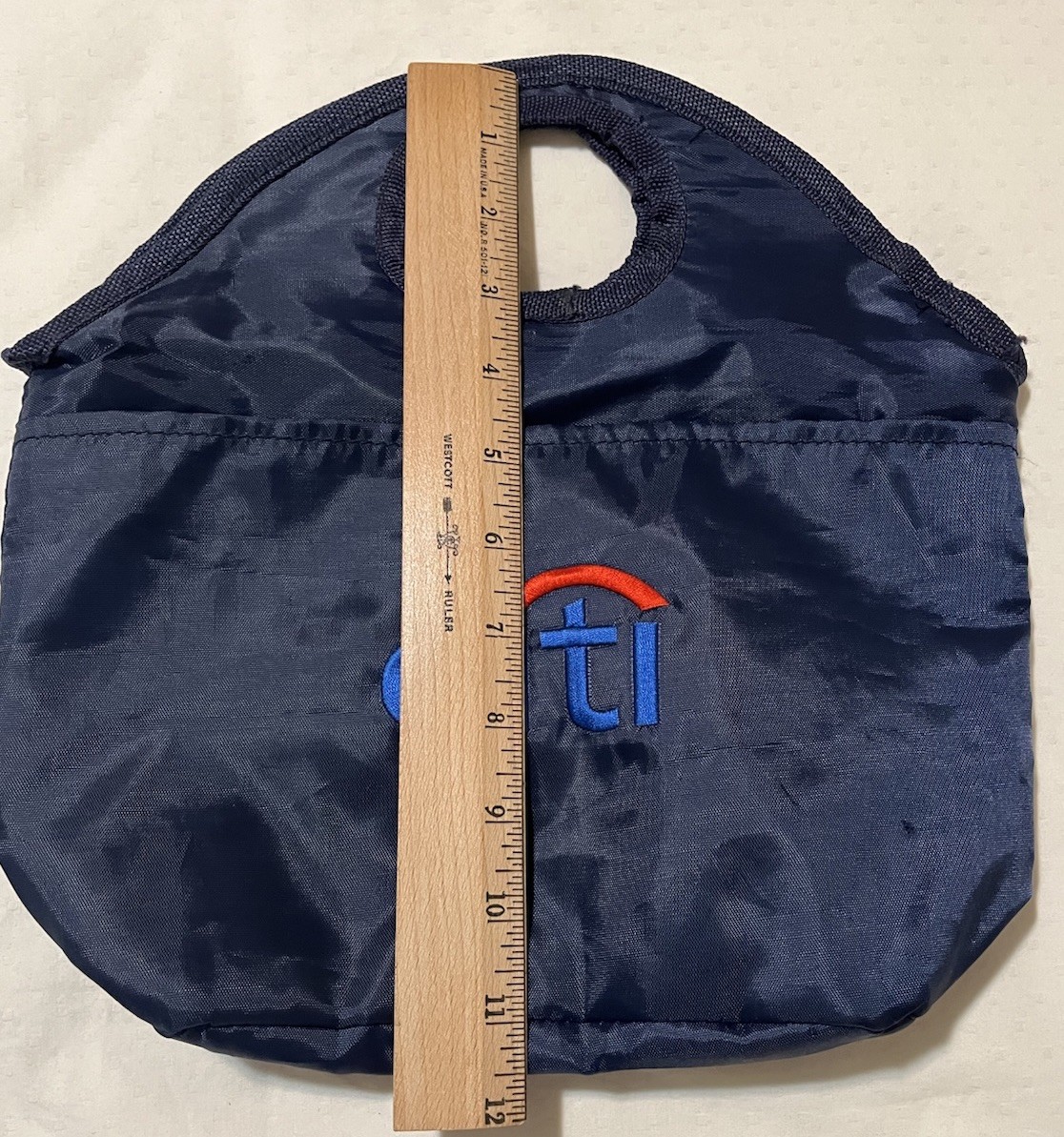 Citibank Citi Lunch Bag Blue Nylon Zip Closure Front Flap Pocket