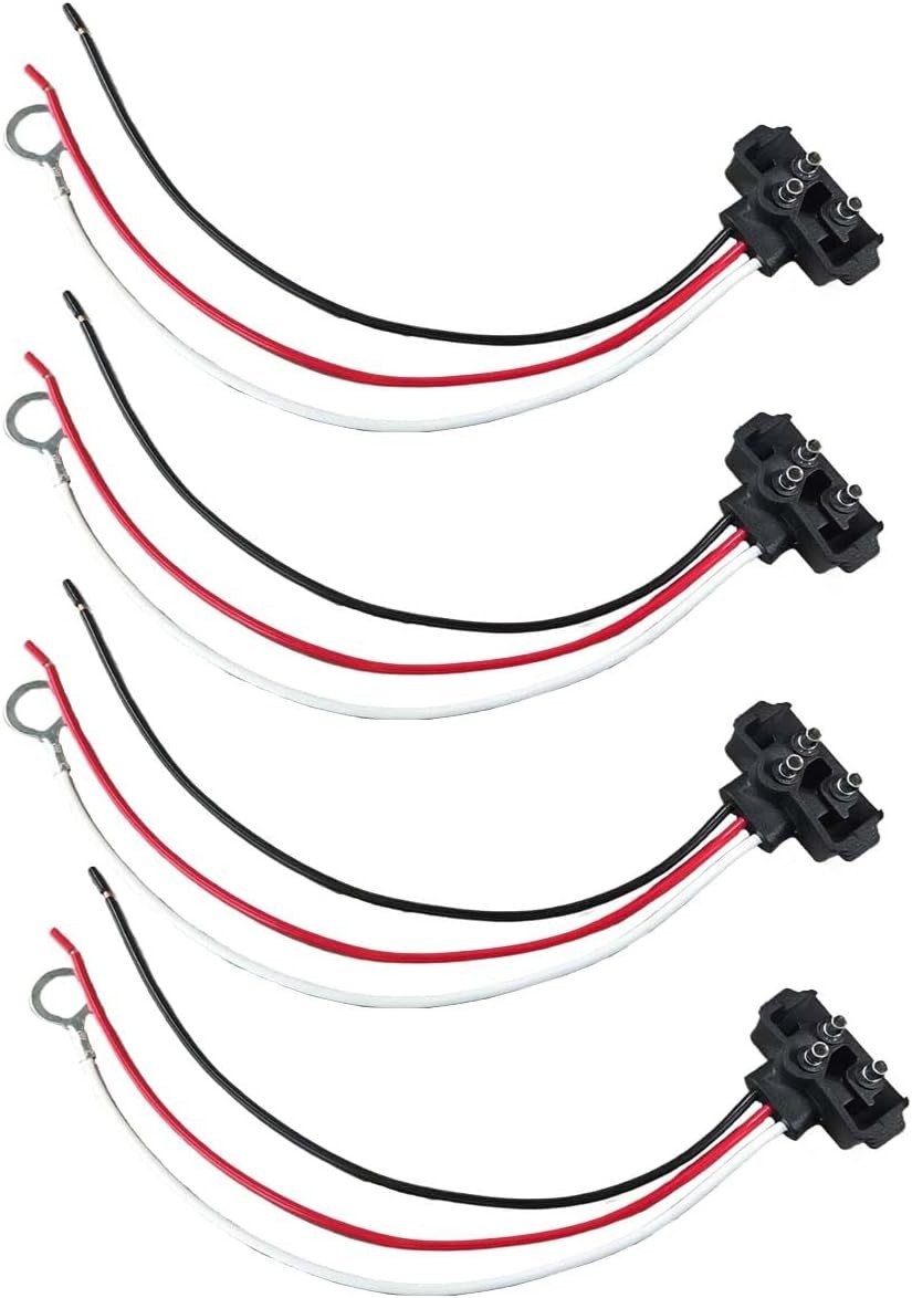4PCS 3 Pin Truck Trailer Light Connector, 3 Prong 9.65 inch, Black+Red+White
